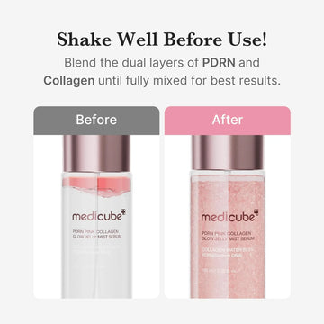 Medicube PDRN Pink Collagen Glow Jelly Mist Serum – Dual-Texture Jelly Mist Serum with Niacinamide, Glutathione, Ceramide & Hyaluronic Acid – Hydrating Radiance & Plump Skin – 100 ml