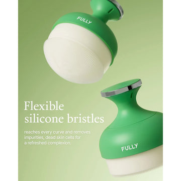 FULLY Pore Cleansing Silicon Brush, Effective Pore Cleaner, Over 2000 Fine Bristle, Unclog Pores, Blackhead Brush, Sebum Remover Tool, Gentle Exfoliator, Pairs with Green Tomato Clay Mask Cleanser