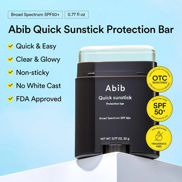 Abib Quick Sunstick Protection Bar SPF50+ 0.77 fl oz / 22 g | Korean Suncreen Stick Suncare Sunblock, No Whitecast, Protector Solar Barra, Centella Asiatica Extract, Aloe Extract, Ceramide NP