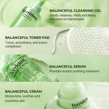 Torriden BALANCEFUL Cica Trial Kit – 5D Cica Infused Daily Skincare Set, Hydrating & Soothing 4-Step Regimen, Travel Size