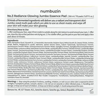Numbuzin No.3 Radiance Glowing Jumbo Essence Pad (70 pads)
