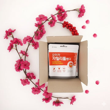 문경미소 오미자 자일리톨 캔디 (40g x 5 bag ) – 달콤하고 상큼한 오미자 맛 무설탕 캔디/Mungyeong Miso Omija Xylitol Candy 40g – Naturally Sweet  Tangy Sugar-Free Candy