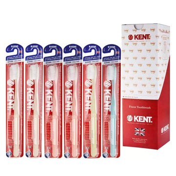 KENT Finest Soft Toothbrush 1 Box ( 6 piece) - Micro Thin Bristles, Anti-bacterial, BPA Free for Sensitive Gums and Teeth
